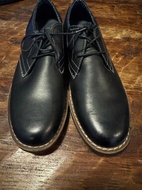 PENGUIN Black Leather Lace-Up Dress Shoes
